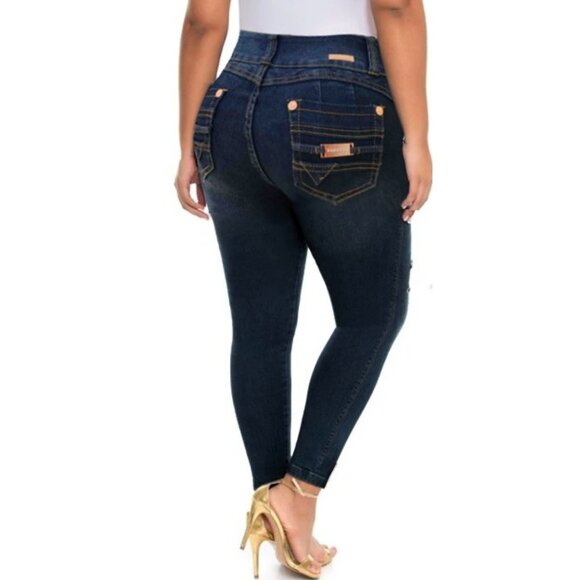 Booty enhancing Colombian jeans Curvy Size 18-19 Butt Lift 90s destroyed jeans - Picture 7 of 9